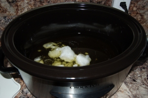 weighed oils into crock pot